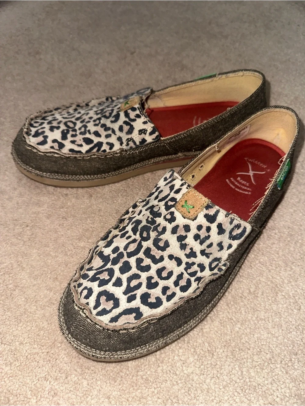 Twisted X brand- Leopard Print Slip-On Loafers in Black & Cream - Picture 2 of 3